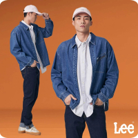 【Lee 官方旗艦】男裝 牛仔長袖襯衫 / 左胸拉鍊口袋 中藍洗水 季節性版型 /(LB308004846)