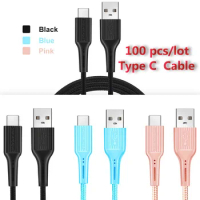 Wholesale USB Type C Cable 100pcs/lot 1m 2m 3m for Huawei Samsung Xiaomi Fast USB Charging Type-C Charger Data Cable