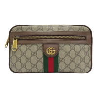 【二手名牌BRAND OFF】GUCCI 古馳 烏木色 GG Supreme 帆布 Ophidia 腰包 574796
