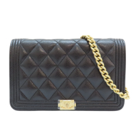 CHANEL 香奈兒 黑色 荔枝紋牛皮 Boy WOC 肩背包 【二手名牌BRAND OFF】