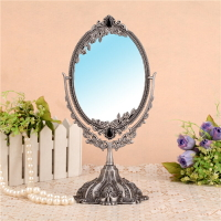 歐式復古公主鏡子化妝鏡女臺式桌面大號金屬高清雙面鏡仿古銅鏡