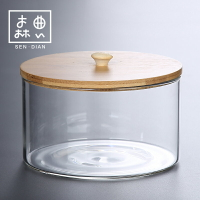 森典日式禪意玻璃帶蓋茶洗大號家用水盂功夫洗茶具器皿耐高溫筆洗