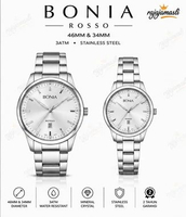 Bonia Rosso BNB10096 Jam Tangan Couple Classic Elegan Stainless Steel Strap Analog Watches Silver