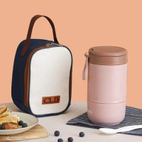 800ml Double Layer Stainless Steel Lunch Box With Bag Leak-Proof Breakfast Bento Box Dinnerware Set Adult Student Food Container