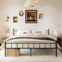 DIIYIV 14 Inch Queen Size Bed Frame,Metal Platform Bed Frame-Mattress Foundation,Steel Slat Support,Under Bed Storage