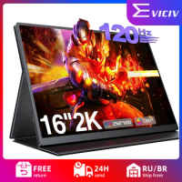 EVICIV 16" 2K Portable Monitor 2560*1600 16:10 100%sRGB IPS Eye Care 120Hz Gaming Display For Xbox PS5 Switch Laptop Mac Phone