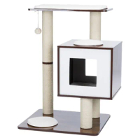 Wooden &amp; Sisal 2-Level 31" Cat Tree with Scratching Posts &amp; Condo, Brown,Cat Supplies, Cat Climbing Racks, Cat Toys