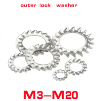 5/10/50 M2.5 M3 M4 M5 M6 M8 M10 M12 M14-M20 GB862.2 DIN6798A A2 304 Stainless Steel External Toothed Serrated Lock Washer Gasket