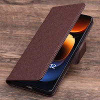 Hot Sales Luxury Genuine Leather Flip Phone Cases For For Vivo Iqoo 12 Iqoo12 Pro Leather Half Pack Phone Cover Case Shockproof