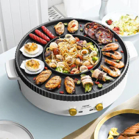 Noodle Bbq Electric Hot Pot Barbecue Dish Multifunction Big Kitchen Chinese Hot Pot Machine Round Meat Fondue Chinoise Cookware