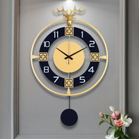 掛鐘 客廳創意輕奢時鐘現代簡約時尚大氣藝術裝飾餐廳家用鐘錶鹿頭