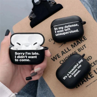 Funny Text Quotes Soft Black Silicone Case for Apple Airpods Pro 3 2 1 Bluetooth Wireless Earphone Air Pods Cover Airpod Cases