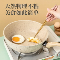 麥飯石不粘鍋炒鍋家用平底小炒菜鍋牛排煎蛋無油煙電磁爐燃氣通用 無塗層 不粘鍋 傢用鍋 炒菜鍋 平底鍋 電磁爐炒