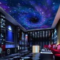星空3d立體壁畫臥室墻布吊頂天花板主題ktv酒店酒吧壁紙夢幻墻紙