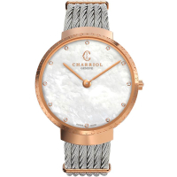 CHARRIOL 夏利豪 Slim系列 時尚鑽石鋼索腕錶 送禮推薦-34mm ST34CP560015