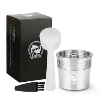 i cafilas Reusable Coffee Capsule Cup for Illy X7.1 X8 X9 Y5 Y1.1 Model Machine Coffee Filter Pod Stainless Steel Tamper