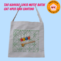 paket mewarnai tas kanvas lukis motif batik diy