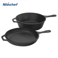 Dual-Purpose Cast Iron Frying Pan Non-Stick Pots Home Steak Frying Skillet Kitchen Tools Gas Induction Cooker Universal Cookware