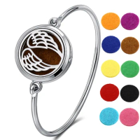 Angel Wing Aromatherapy Diffuser Magnetic Locket Bracelet 316L Stainless Steel Bangle With DIY 10 Colors Pads
