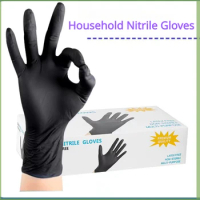 100PCS Disposable BLack Nitrile Gloves For Kitchen Cooking Latex Free WaterProof Durable Working Tattoo Gloves For Dishwashing