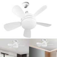Ceiling Fan with LED Light 5 Blades Mini Ceiling Fan Dimmable White Ceiling Fan 3 Gear Speed for Porch Office Garage Restaurant