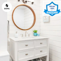CERMIN DINDING BULAT BESAR 100 CM / CERMIN BULAT KAYU JATI