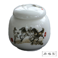 【古緣居】陶瓷密封一兩小茶罐(馬到成功)