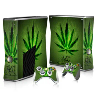 Green Leaf Weed Skin Sticker Decal Cover For Xbox 360 Slim Console Protector Vinyl Skin Sticker Controllers