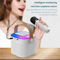 Portable Karaoke hine with Microphone, 5.3 PA Bluetooth Speaker System with 1-2 Wireless Microphones, Family Singing hine for Home
