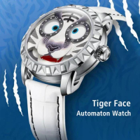 Lucky Harvey Automatic mechanical movement watches for men Limited Edition Synthetic sapphireWhite tiger dial waterproof watch