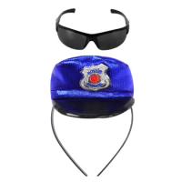 Cosplay Police Costume Accessories Mini Cop Cap Head Hoop and Super Lightweight Frame Sunglasses