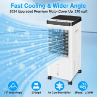 Portable Air Conditioners, Evaporative Air Cooler No Windows Needed, with 3 Gallons Water Tank,6 Ice Pack, Cooling Fan
