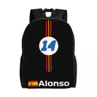 Customized Fernando Alonso 14 Backpacks Men Women Fashion Bookbag for College School Aston Martin Bags