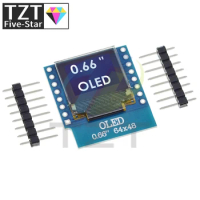 TZT 0.66 inch OLED Display Module for WEMOS D1 MINI ESP32 Module Arduino AVR STM32 64x48 0.66" LCD Screen IIC I2C OLED
