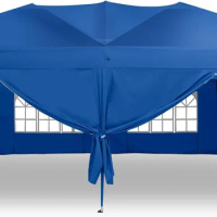 Pop-up Gazebo Instant Portable Canopy Tent 10'x20' with 6 Removable Sidewalls Windows Stakes Ropes Carrying Bag for Patio