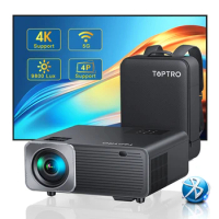 TOPTRO Mini Projector Native 1080P Full HD 4K Supported 480 ANSI 5G WiFi Bluetooth Projector 4D/4P Keystone Correction Projector
