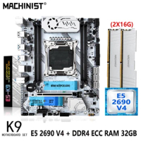 MACHINIST X99 Motherboard Set LGA 2011-3 Kit Xeon E5 2690 V4 CPU Processor 2pcsX16G=32GB DDR4 ECC RAM Memory Support Nvme M.2 K9
