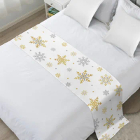 Christmas Winter Snow White Bed Runner Luxury Hotel Bed Tail Scarf Decorative Cloth Home Bed Flag Table Runner