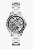 *【ERICA】FOSSIL Rye 縷空花紋錶面 機械女錶