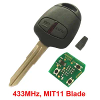 433.92MHz 2 Buttons Car Remote Key Fob with ID46 Chip Uncut Blade for Mitsubishi