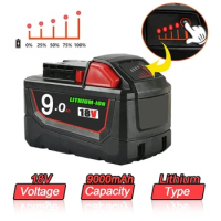 Rechargeable Batteries For Milwaukee M18B5 XC Lithium ION Battery 18v 9.0/6.0/12.0Ah battery charger For Milwaukee M18 12V~18V