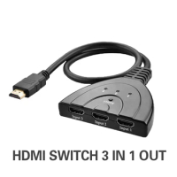 HDMI-compatible 3 In 1 Out 3 Port 1080P HDMI AUTO Switch Switcher Splitter Hub with Cable for HDTV DVD Adapter Converter 3port