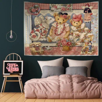 T-Teddy Bear art Hanging Bohemian Tapestry Indian Buddha Wall Decoration Witchcraft Bohemian Hippie Cheap Hippie Wall Hanging