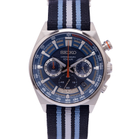 SEIKO CS系列 三眼計時帆布材質錶帶手錶(SSB409P1)-X-灰藍色面X藍、白色/41mm