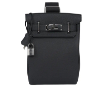 【Hermes 愛馬仕】銀釦 Togo皮 Hac A Dos PM 胸口包/後背包_展示品(鉛灰色)