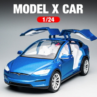 建元模型车 1:24 MODEL X 仿真汽车模型 合金车模 声光回力开门遙控車车 前轮可转向 收藏生日礼物