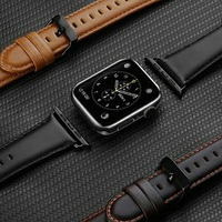 DD蘋果apple watch真皮錶帶 1/2/3/4/5/6/SE代 通用防水透氣牛皮錶帶 38/40/42/44mm