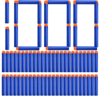 TISNERF 1000-50pcs Blue Solid Round Head Bullets 7.2cm for Nerf Series Blasters Refill Darts Kids Toy Gun Accessories