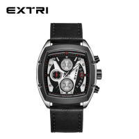 Extri Original Factory Direct Sale Newest Six Pointer Watchproof Chronograph Genuine Leather Luxury Men's Watches With Nice Box