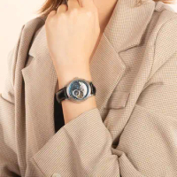 Reef Tiger/RT Luxury Fashion Watch for Women Men Blue Tourbillon Automatic Watch Leather Unisex Watches Clock Reloj RGA1739